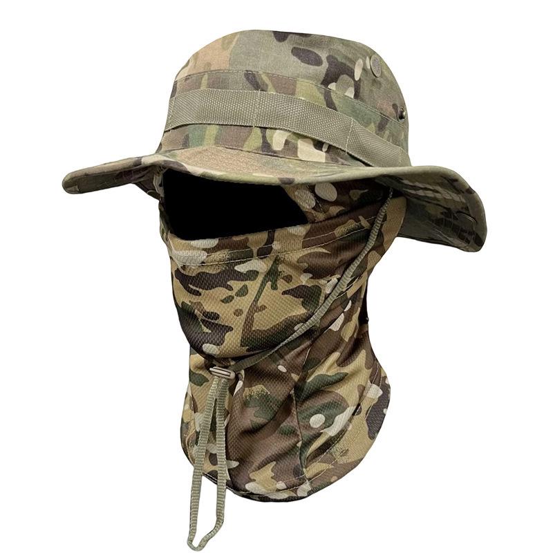 Camouflage Sun Protection Set: Windproof Fisherman Hat & Cycling Balaclava for Outdoor Adventures