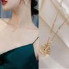 Vergoldete farbige Halskette für Damen, Langlebige Schlüsselbein-Kette, Mori-kei Stil, Trendiger runder Anhänger
