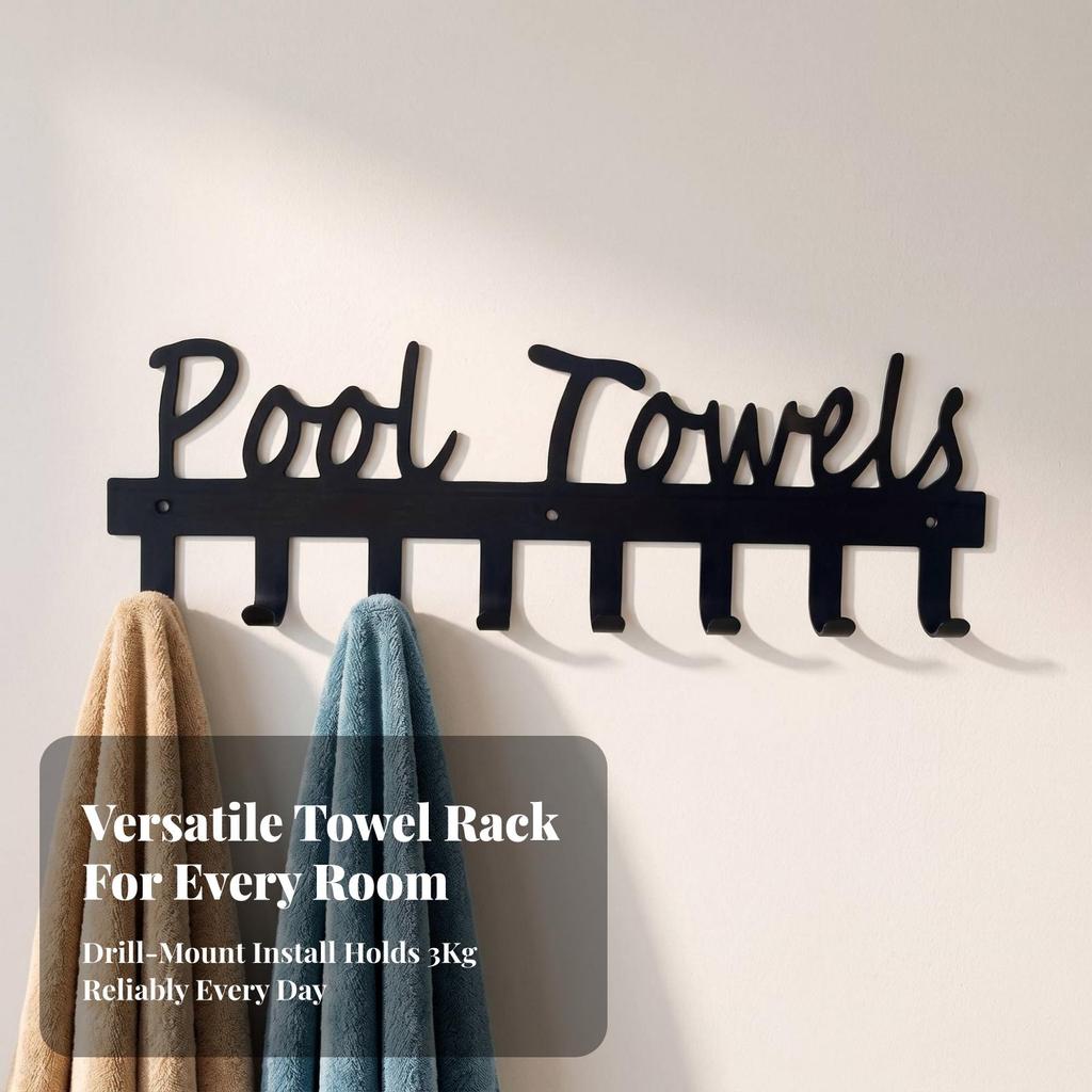 Pool Towel Rack Decorative Hook Matte for Bathroom