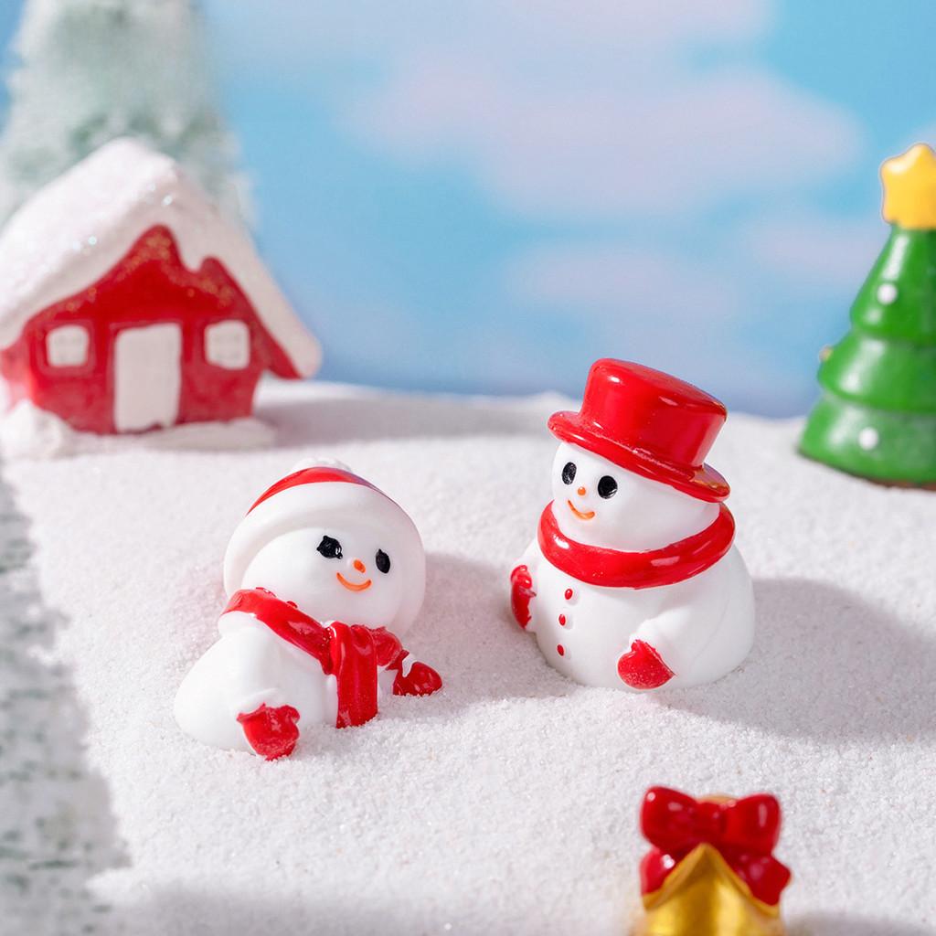 Playful Christmas Resin Miniature Set Snowman Santa Tree House For Touch Festive