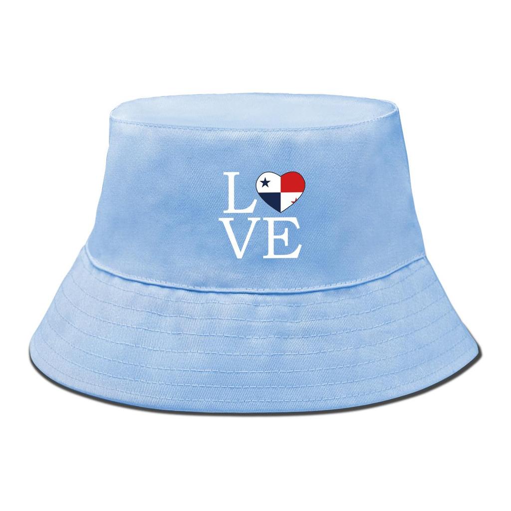 LOVE" Panama Flag Print Bucket Hat , Patriotic Men's Hat Reversible Fashion Beach Fishing Cap