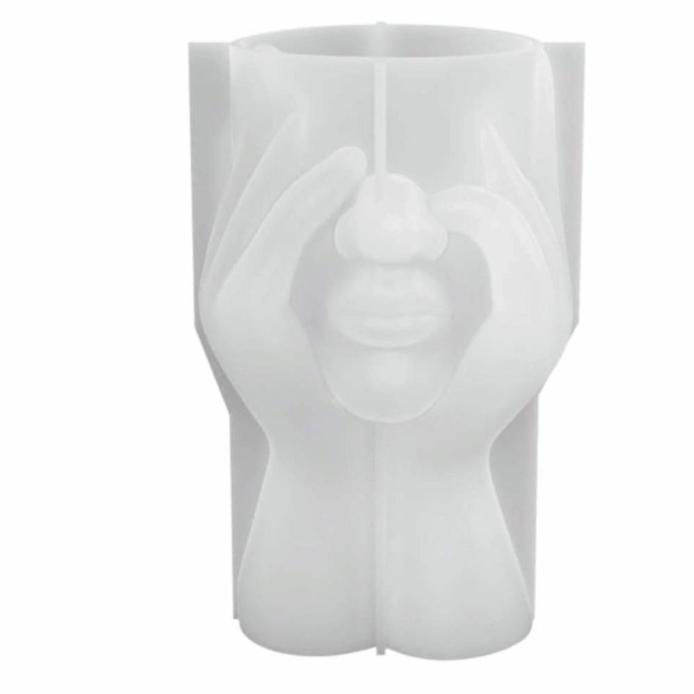 Abstract Silicone Vase Mold Face-Shaped Flowerpot Mold Artistic Vase Molds Handcraft белый