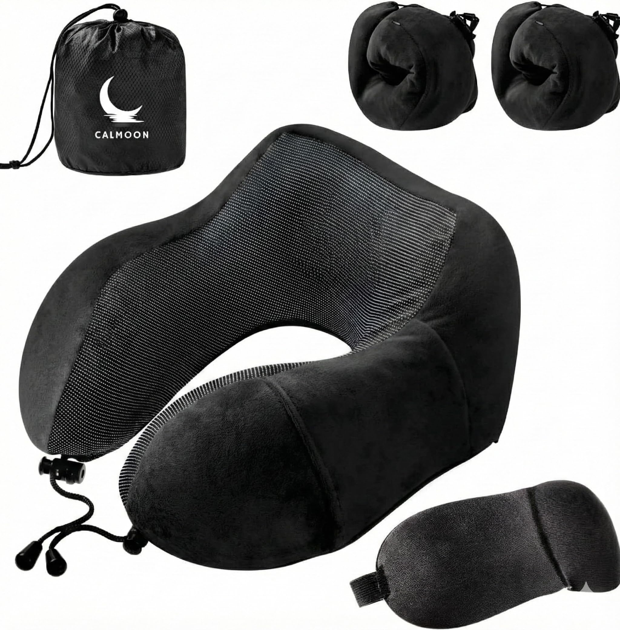 CALMOON Miracle Neck Pillow, Featured in anan and Supervised by a Physical Therapist, Lined, Comfortable for Airplanes, Includes Extra Cover, Travel P
