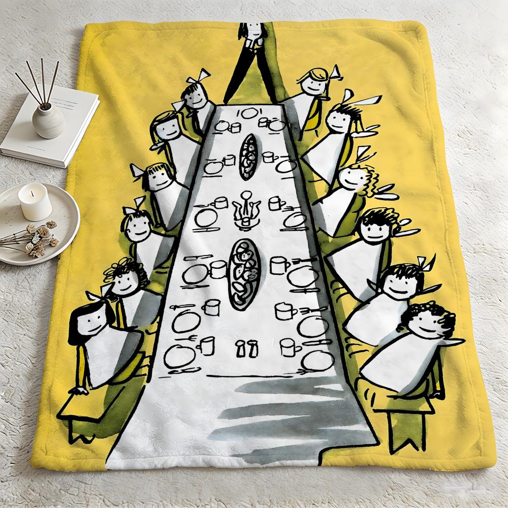 cartoon M-Madeline-e Throw Warm Soft Flannel Blanket, Multi-use for Sofa Bed Camping Travel Nap 75cmx90cm