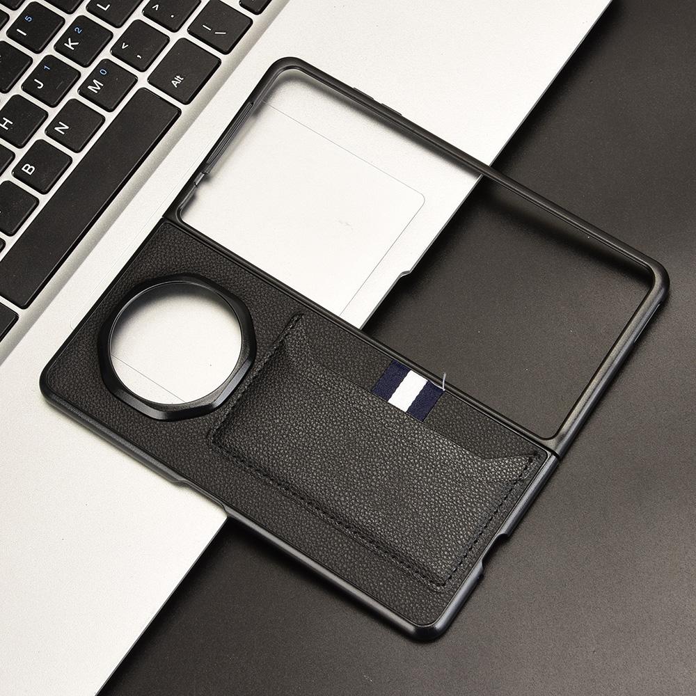 Für Honor Magic V3 5G Hülle Kartenhalter Litschi-Textur Leder+PC Falthandy-Hülle