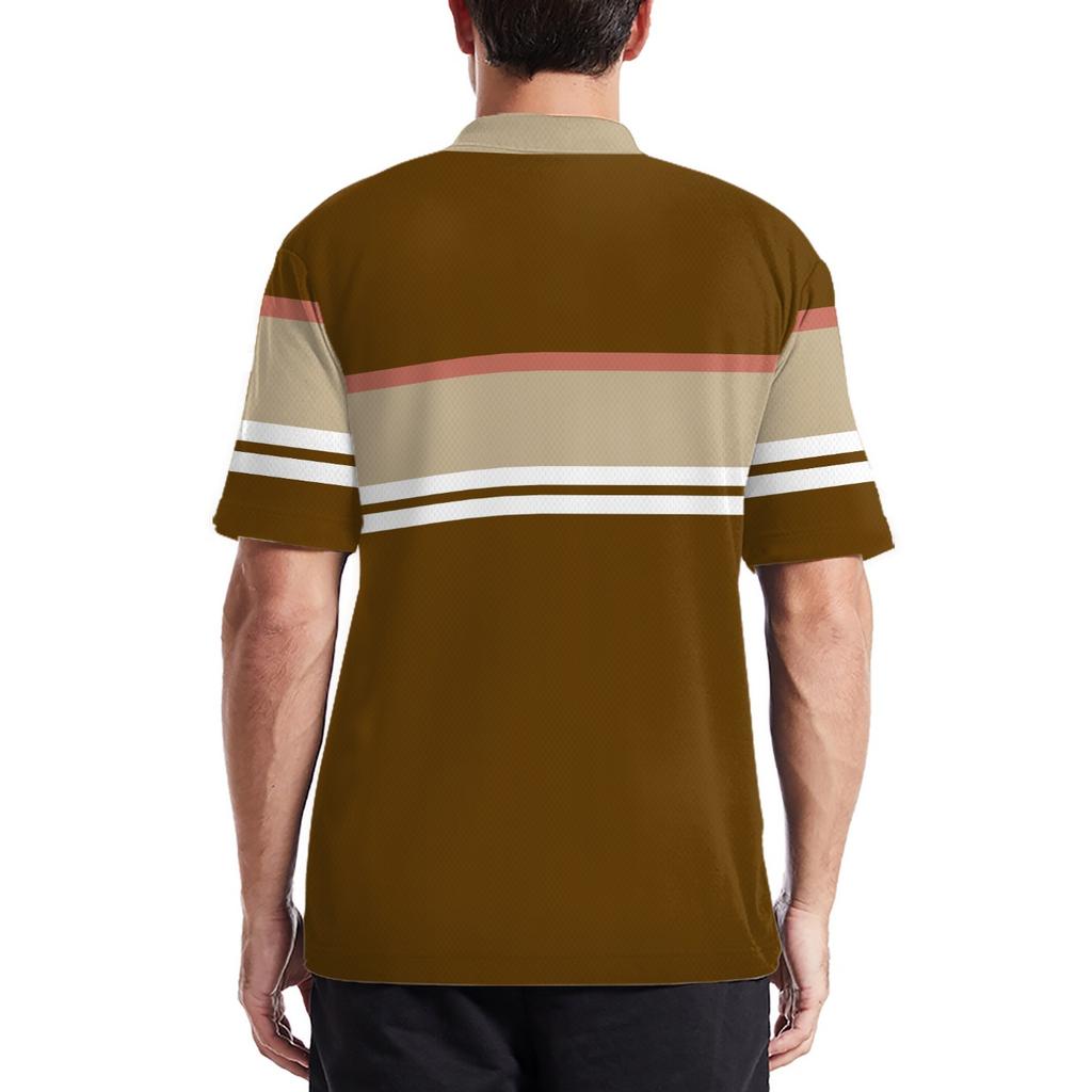 2026 Summer Men's Polo Shirt with Stripes Print Breathable Lightweight Casual Fashionable Outdoor