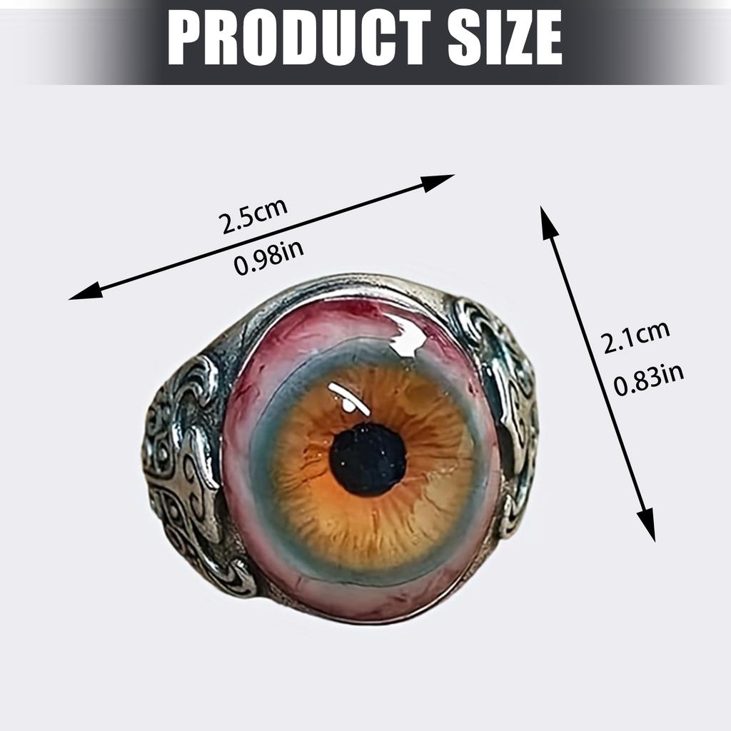 Horror Themed Eyeball Fashion Rings Vintage Gothic Jewelry For Women Men Unique Halloween Cosplay Costume Accessory