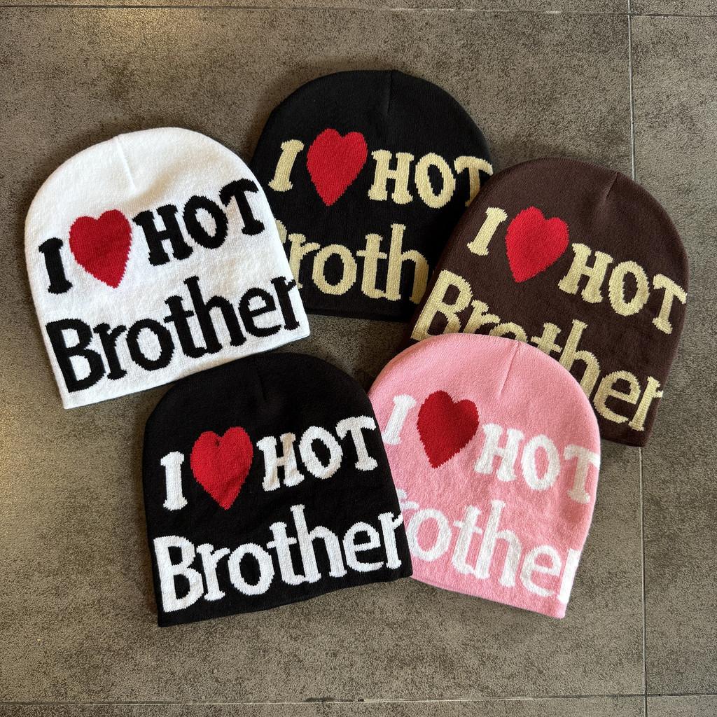 Fashion Heart Letter Pattern Neutral Warm Knitted Hat For Autumn Winter And
