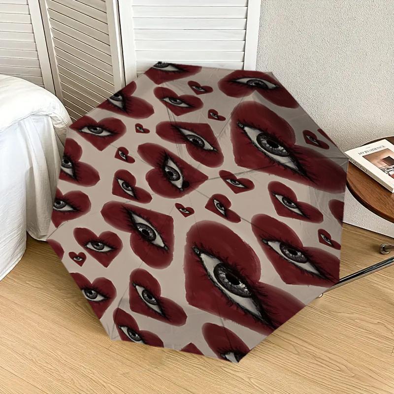 Eye catching Heart Shaped Eyes Printed Umbrella Automatic Opening&Closing,Portable Folding Design,Outdoor Use,Festival Gift for Fans,