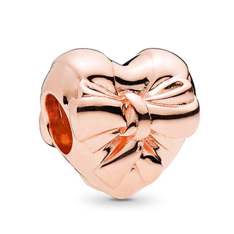 Rose Gold Large Hole Loose Beads Pendant For DIY Pulsera Necklace Accessories Women Fine Jewelry Gifts