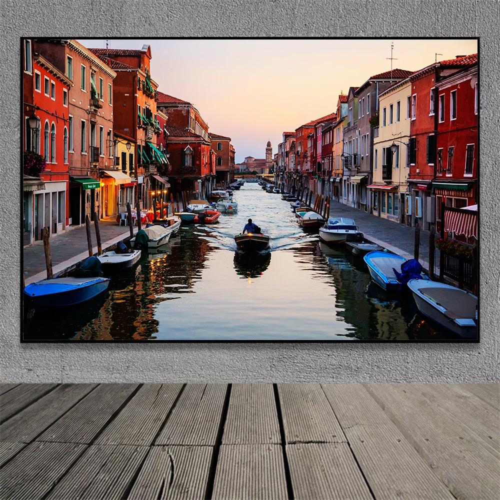 Famous Venice Italy Canvas Painting Wall Art Sunset Natural Scenery Pictures Posters and Prints Wall Art Living Room Decoration