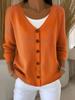 Lockerer lässiger Strick-Cardigan für Damen, einfarbiger Knopf-Pullover