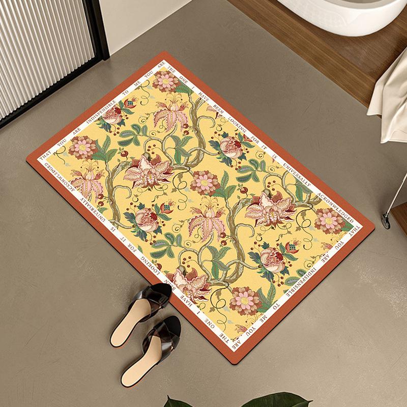 American Retro Semicircular Bathroom Floor Mat Water Absorption and Quick-drying Toilet Bathroom Door Foot Mat Diatom Mud Anti-slip Door Mat