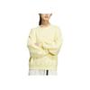 Adidas Logo Doubleknit Crew Logo Print Loose Long Sleeve Sweatshirt Women Sweatshirt Yellow JJ3569