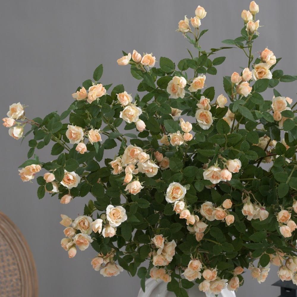 Real Touch Silk Mini Rose Plastic Simulation Rose Flower Fake Flowers  Home Office Decor