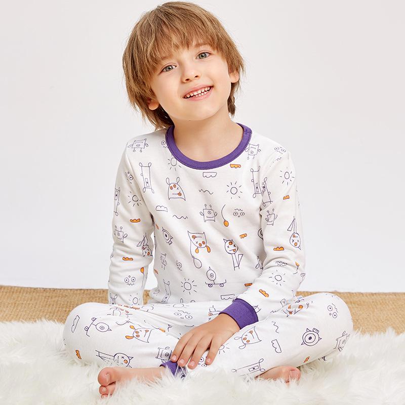 Kids' Pure Cotton Autumn Clothing Set: Warm Underwear, Base Layer Pajamas, and Knitwear for Boys and Girls