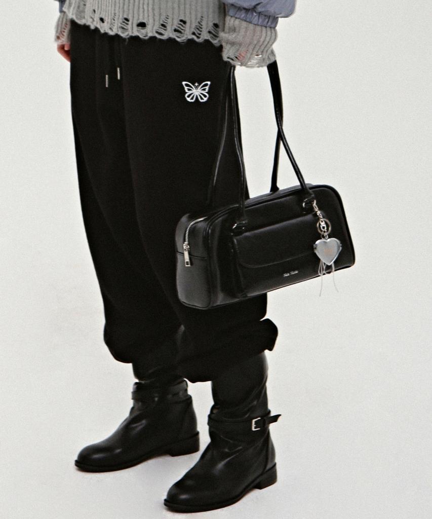 Nick&Nicole Nicole Pocket Leather Baguette Bag_Black