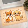 1pc Cute Cartoon Puppy Paw Print Flannel Floor Mat, Non-Slip Absorbent Doormat for Entryway, Foyer, Bedroom, and Bathroom