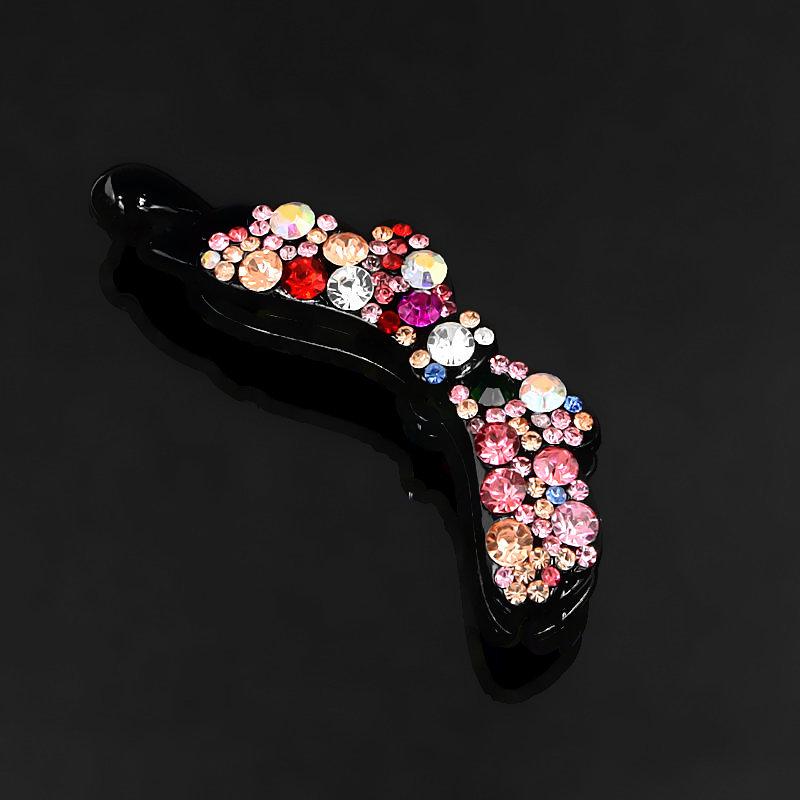 Classic Rhinestone Bow Ponytail Hair Clip, Korean Style Vertical Banana Clip Pure Natural