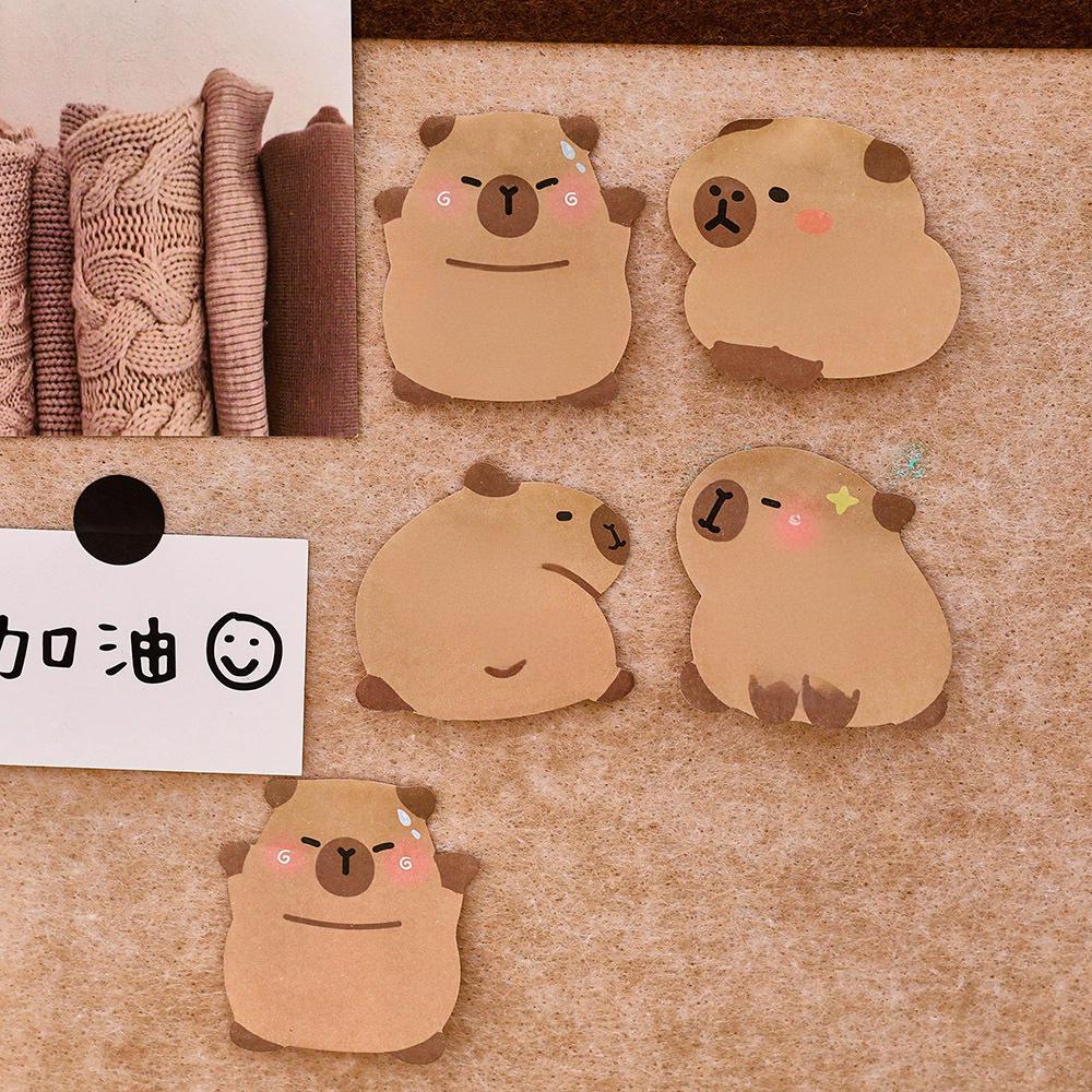 4Packs Adorable Capybara Sticky Notes Set - 3D Animal Shape Self-adhesive Memo Pads for Students/Office