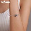 WOSTU Elegant Retro Pattern Purple Zircon Heart Shape 925 Sterling Silver Charm Pendant Beads fit Original Bracelet Bangle DIY Fine Jewelry