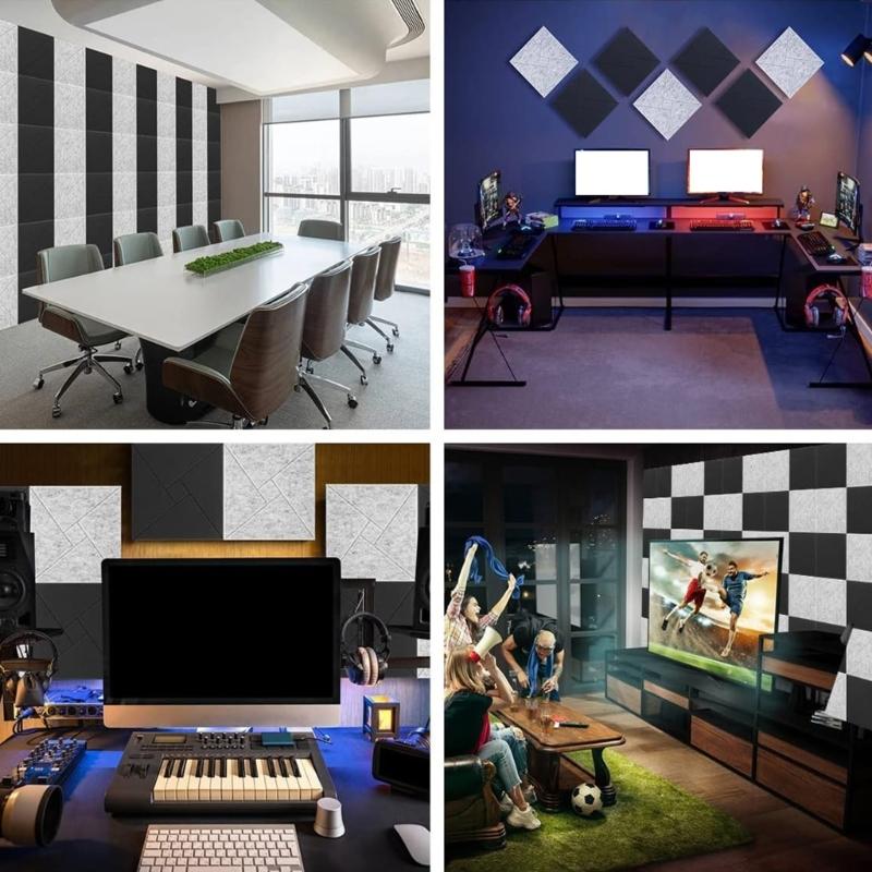 12 Pieces Acoustics Foam Wall Tiles Soundproof Foam Panel Square Wall Panels Perfect for Quiet Study Spaces and Library