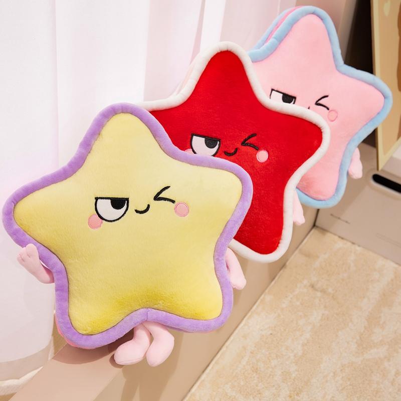40/60cm Blinked Eye Star Plush Pillow Humanoid Sky Pillow Red Yellow Pink Emotion Plushie Back Support Home Decor Gift