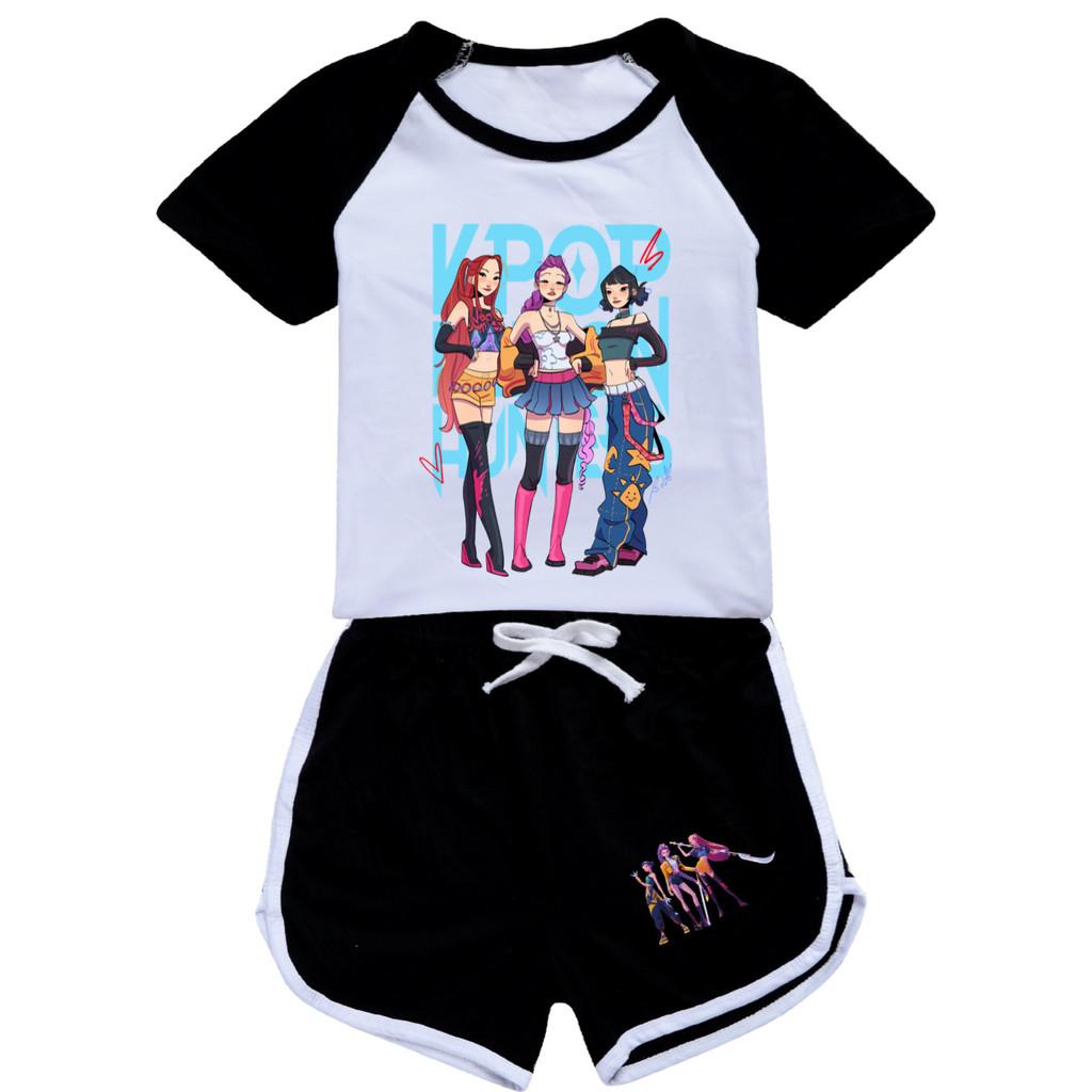 Enfants Filles Anime Dessin Animé Chanteuse POP Super Star Zoey Rumi Mira Imprimé Manches Courtes T-Shirt Short Pantalon Ensemble Vêtements Décontractés