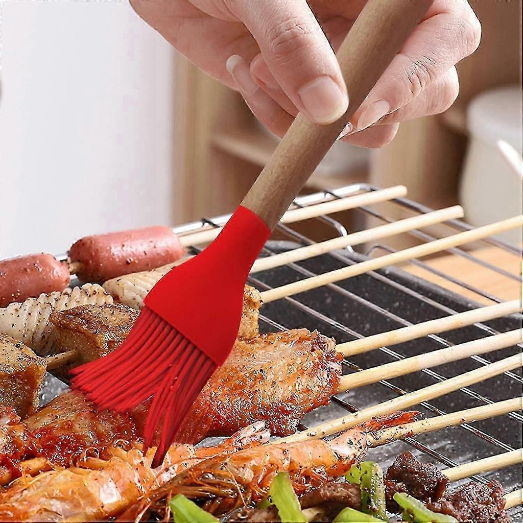 Silicone Pouring Brush, Heat-resistant Pastry Brush With Wooden Handle, Oil Butter Sauce Marinade