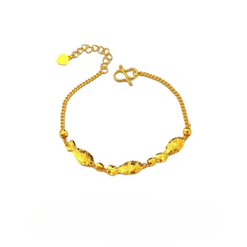 

Real Gold Store Same Style Women s Gold Bracelet with Exquisite Small Fish Pattern, Beautiful Jewelry 20cm