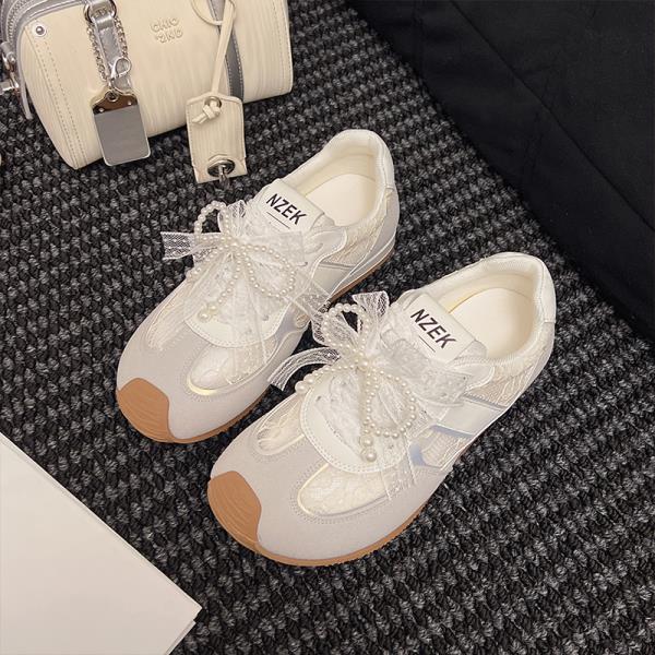 Fashion Shoes Woman 2025 Slip On Sneakers Tennis Female Ballet Flats New Sports Breathable Summer Ballerinas Small Casual Golden Lace