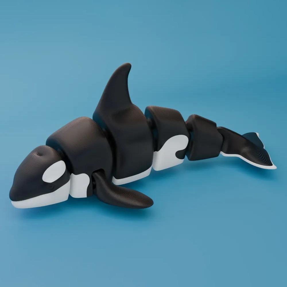 3D Printed Small Animal Joint Flexible Simulation Shark, Killer Whale Ornament Home Decoration Perfect Gift for Friends Family