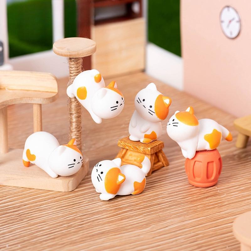 8Pcs Cartoon Cat Miniatures Resin Ornaments Fairy Garden Decoration Moss Terrarium Micro Landscape