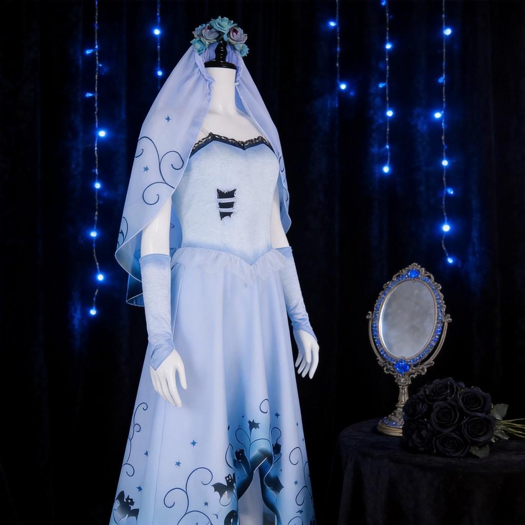 Tim Burtons Corpse Bride Emily Themed Cosplay Dress With Polyester And Spandex For Role Play