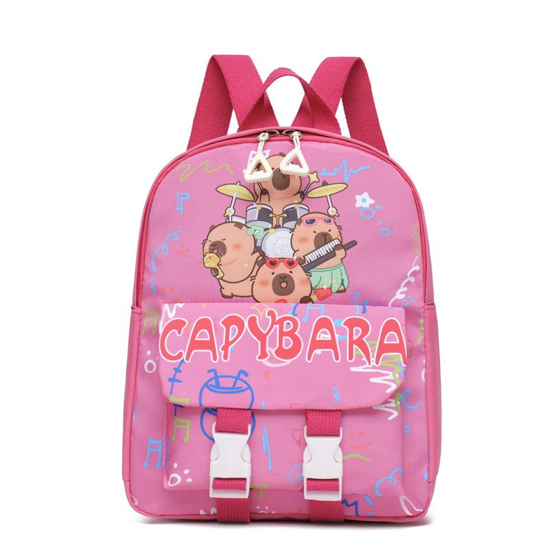 

School bag kapibara children backpack boys and girls cartoon casual backpack baby lightweight backpack рожевий червоний колір