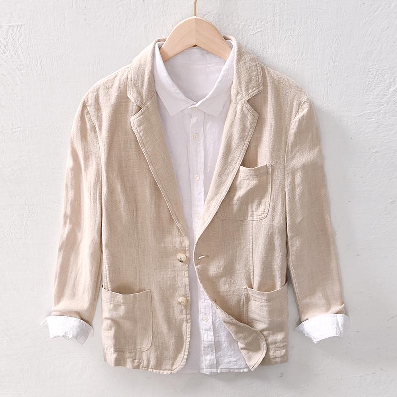 Men's Retro Plus Size Casual Linen Blazer - Business Formal Loose Fit Jacket