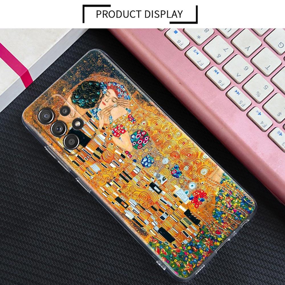 Kiss by Gustav Klimt Golden Freya's Tears Clear A55 Cases For Samsung Galaxy A52 5G A53 A72 A54 A73 A33 A32 A23 A35 Phone Cover