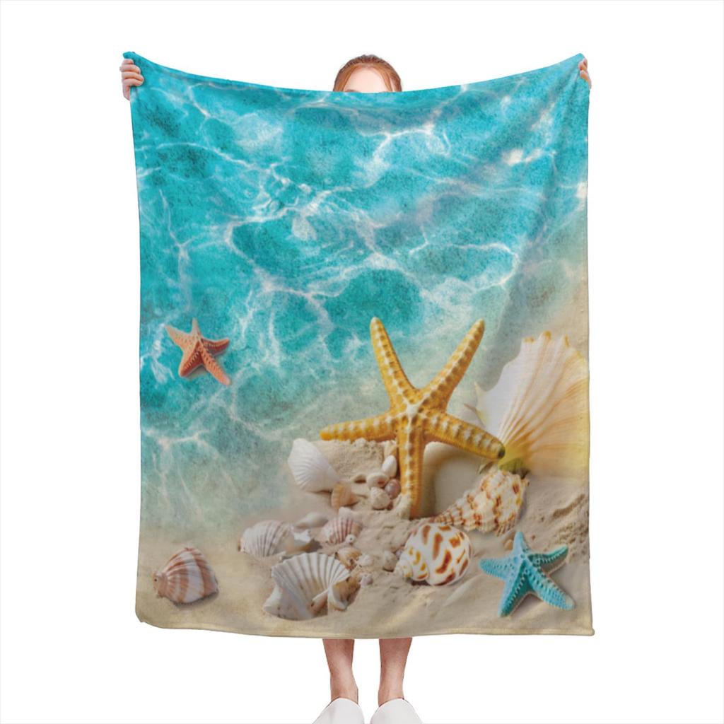 Ocean Blanket Soft Comfort Blanket Flannel Blanket Bed Sofa Travel Blanket Bedding Beach Theme Decoration