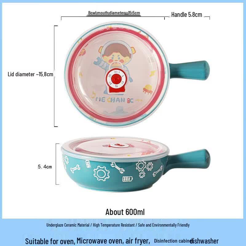 Cartoon Ceramic Baking Bowl with Handle