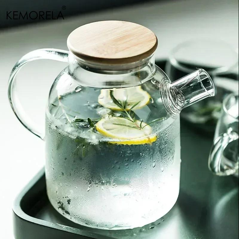 1/1.8L Transparent Borosilicate Glass Teapot Heat-Resistant Large Clear Tea Pot  Flower Tea Set Puer Kettle Cup Office Home Tool
