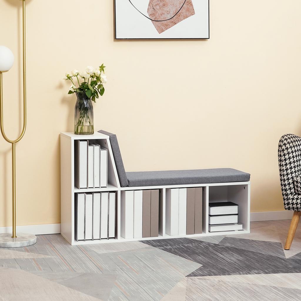 2 Tier Modern Bookcase Bookshelf with Removable Cushions