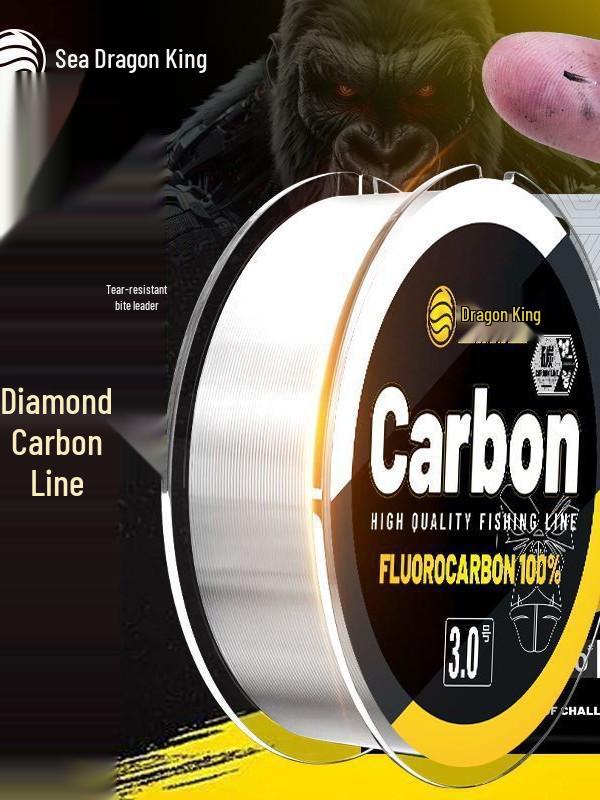 Износостойкая леска-поводок для рыбалки Diamond Carbon 60M: Прочный, Долговечный, Растяжимый Карбон для Приманок и Основных Лесок 4.0