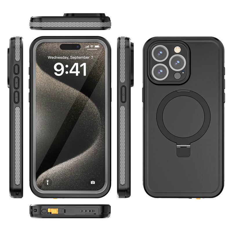 Metal Frame Waterproof Phone Case Magsafe IPhone 15 Pro Max Shockproof