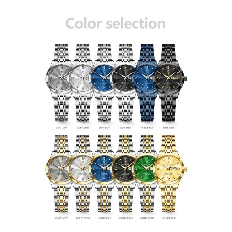 POEDAGAR Original Watch for Woman Waterproof Luminous Date Week Ladies Watch Stainless Steel Quartz Watches Female