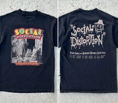 2011 Social Distortion Concert Tour Shirt 2 Side Black Black T Shirt Men Women Unisex T-Shirt