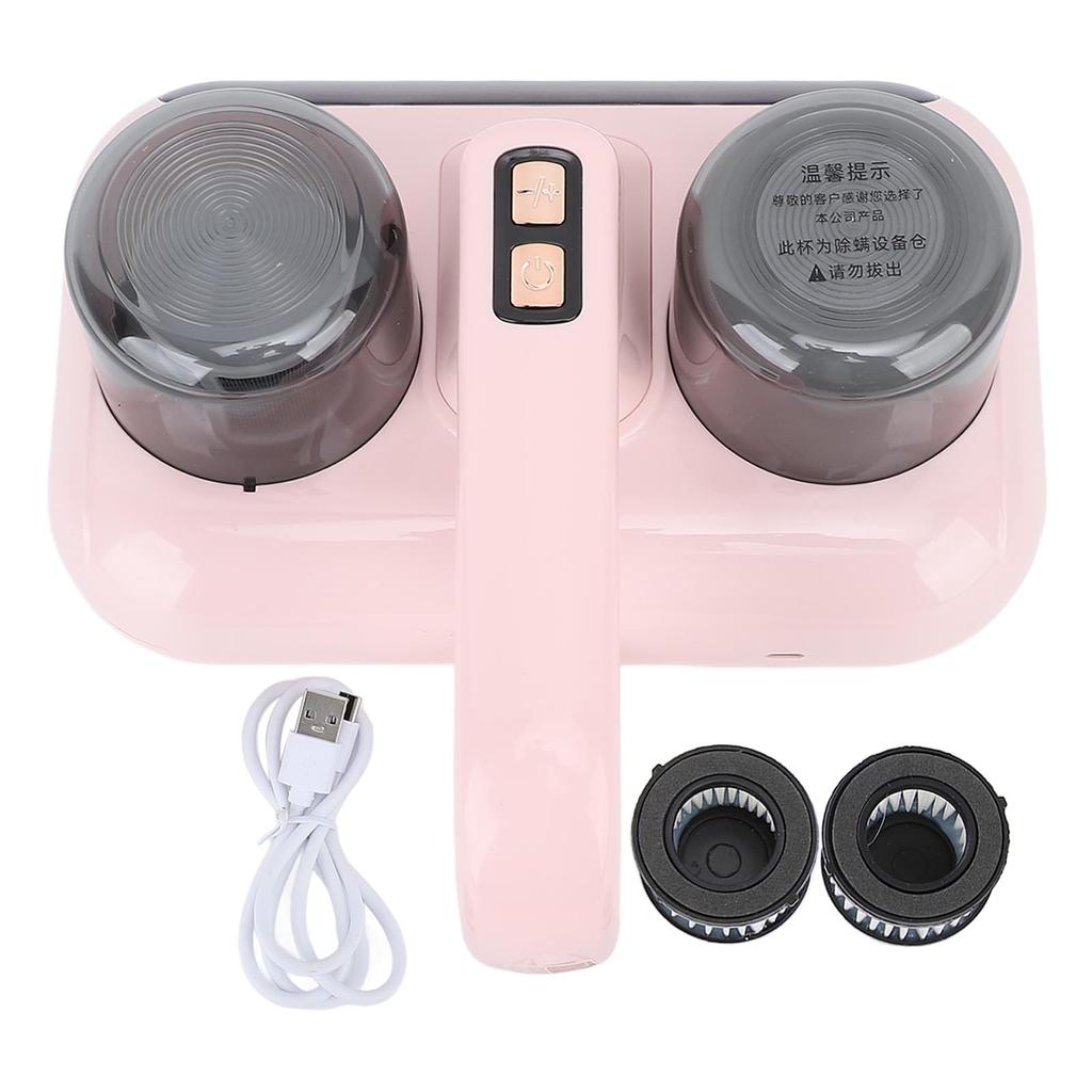 Bed Vacuum Cleaner Double Dust Cup Cordless Ultrasound 80000 Times/Min UV Mattress Cleaner for Sofa