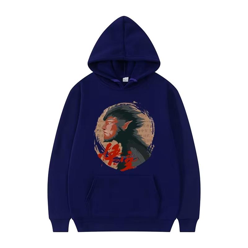 Black Myth Wukong Popular Game Print Men's Autumn and Winter Hooded Sweatshirt New Casual Fashion Warm Long Sleeve Sweatshirt