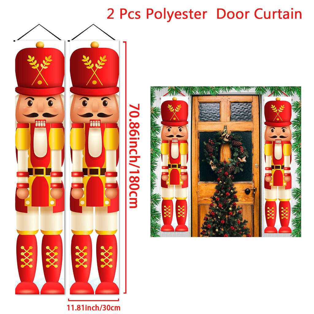 Nutcracker Soldier Banner Christmas Door Curtain Merry Christmas Decoration for Home 2025 Xmas Navidad Natal New Year Gifts
