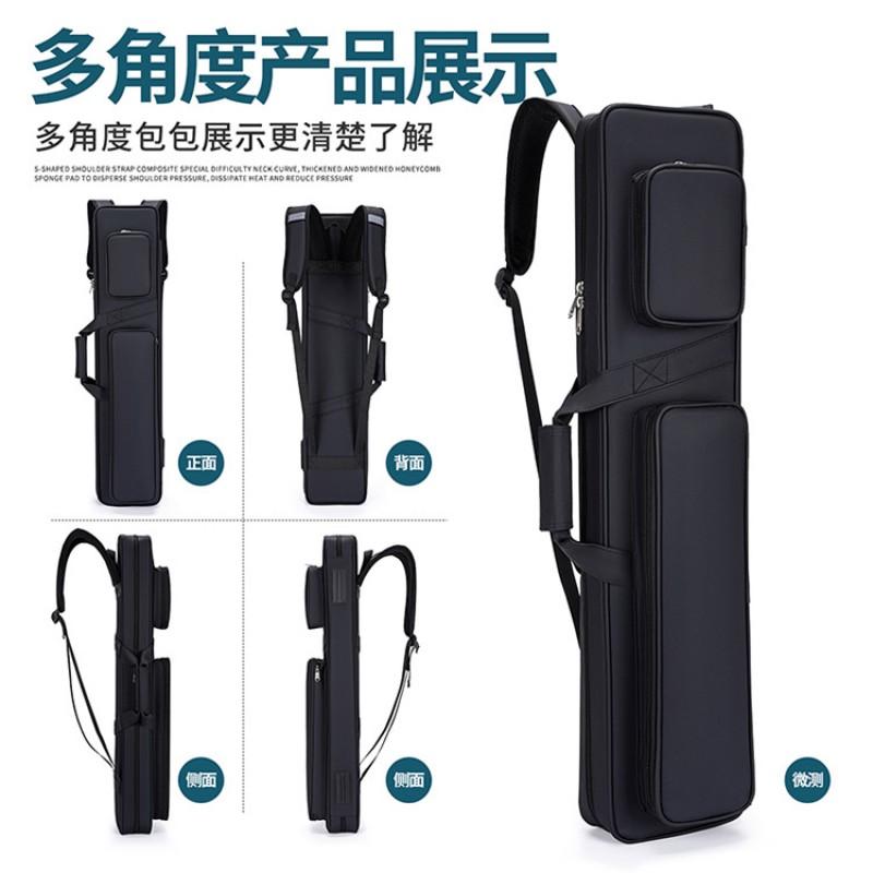 Portable Pool Cue Case Bag With PU Leather Cover Half-Size Storage Billiards Adjustable Padded Shoulder Strap Unisex