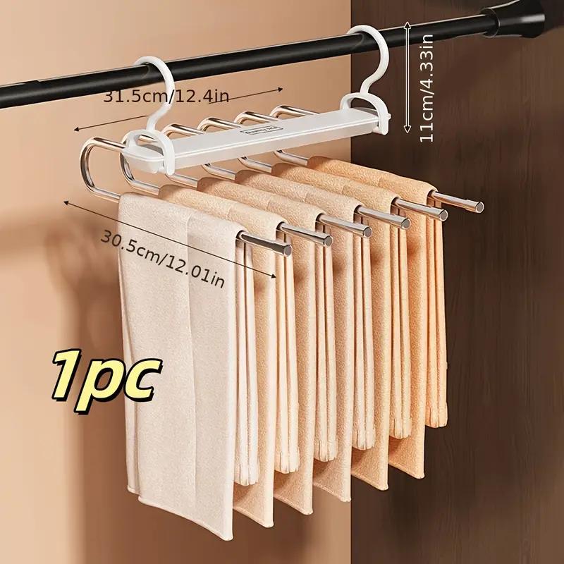 Folding Magic Pants Hangers 6layers Stainless Steel Space Saving Clothes Rack Organizer For Wardrobe Jeans Trousers Scarf